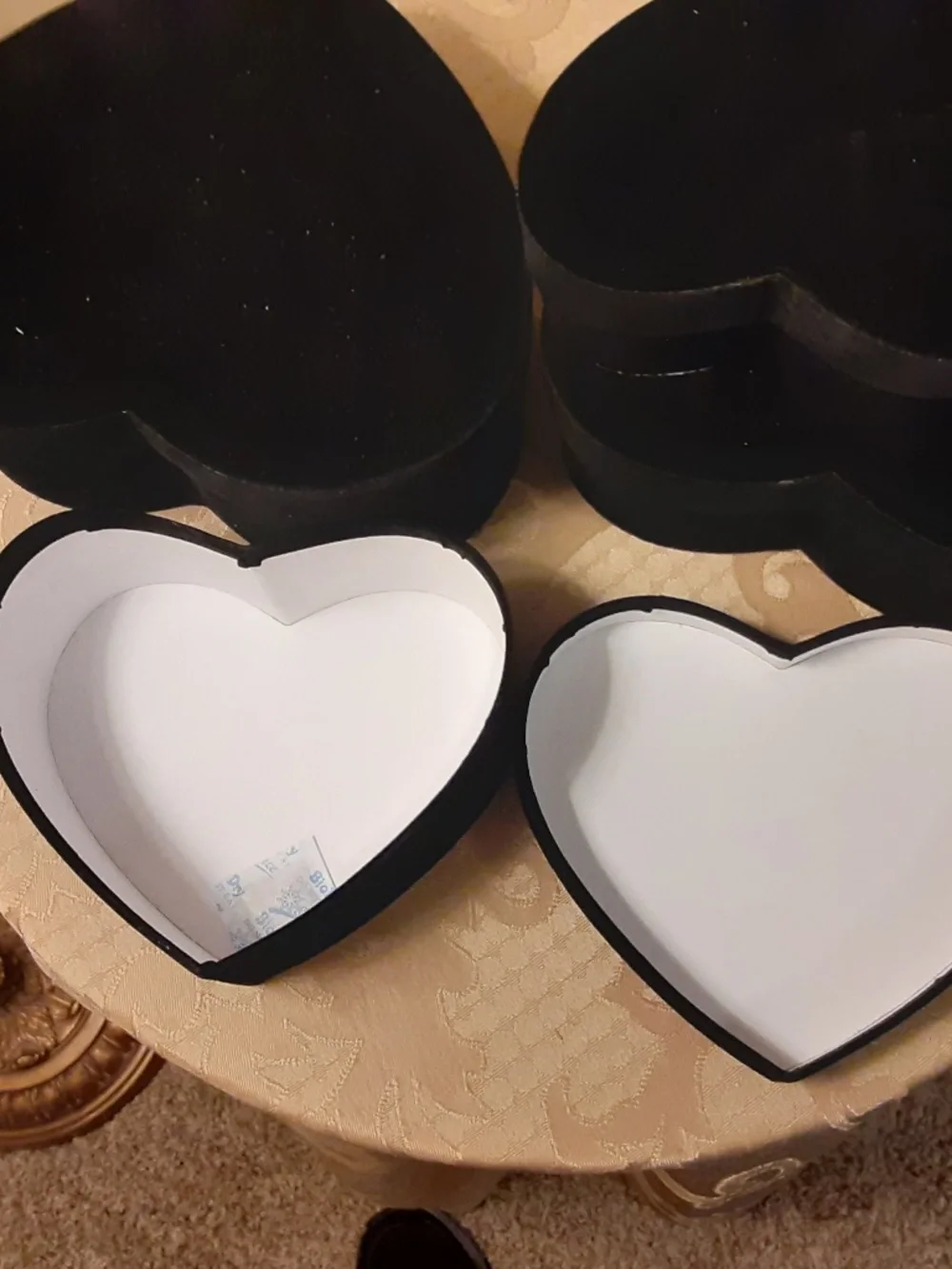 Black Velvet Heart Shaped Nesting Box Set